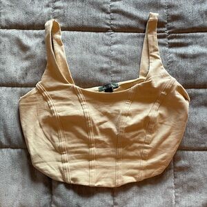 Beige brown corset style top